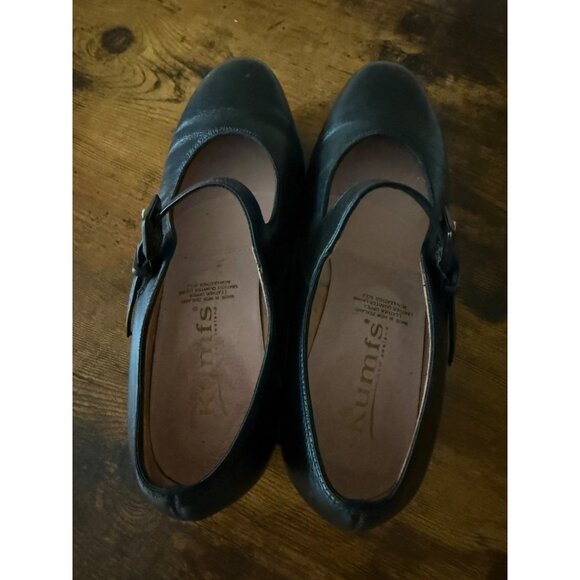 Kumfs Ladies Black Leather Mary Jane Dance Shoes Buckle Strap & Cuban Heel Munro - Picture 3 of 9